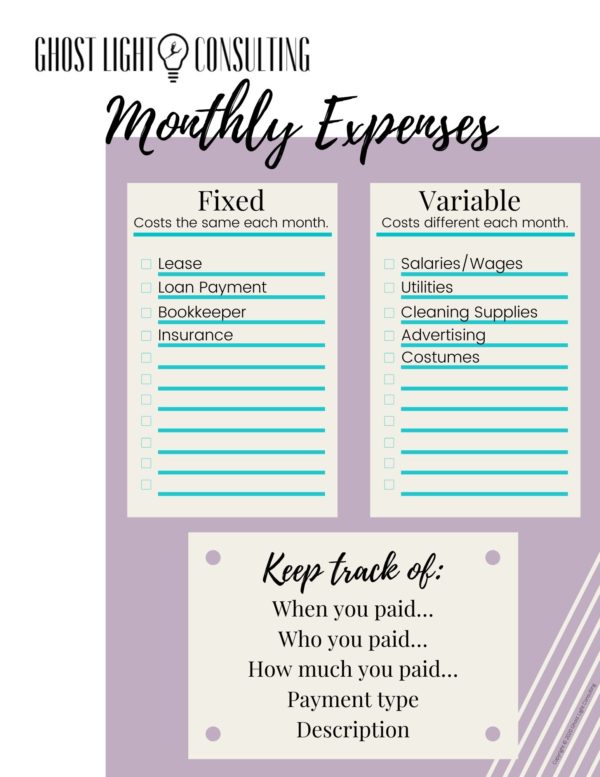 Monthly Expenses Checklist