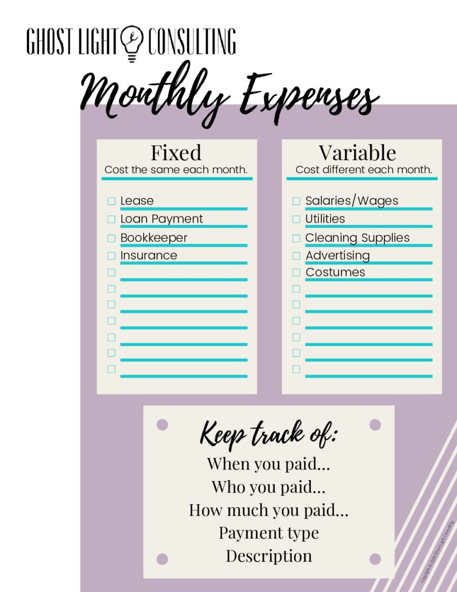 Monthly Expenses Checklist